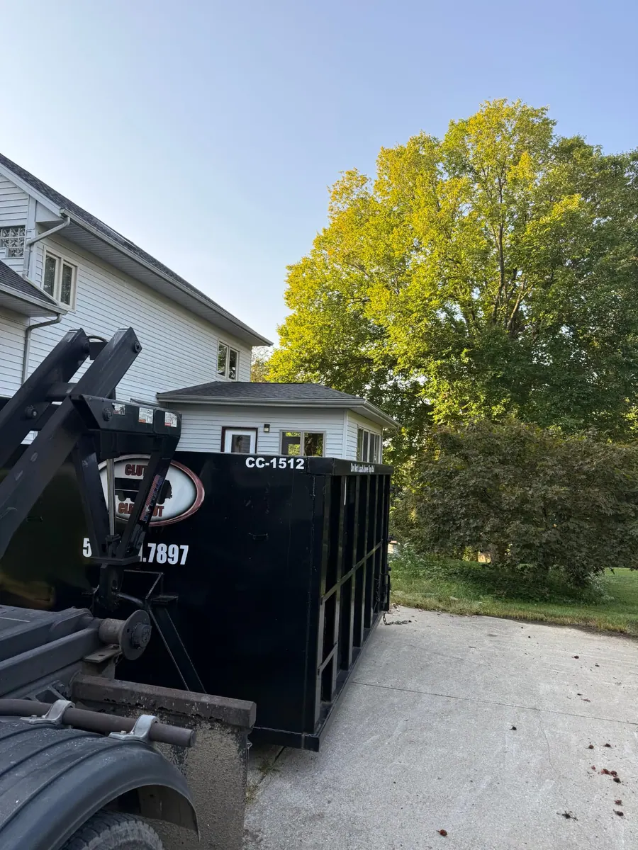 Clutter Cleanout 15 yard dumpster CC-1512 delivered to a residential driveway in Anderson Township OH