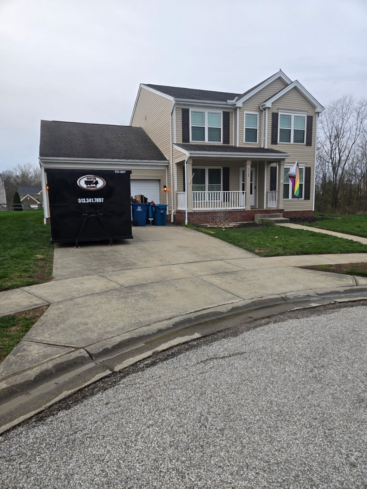 Clutter Cleanout dumpster rental delivered to Fort Thomas KY home for cleanout